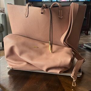 Elegant Pink Leather Tote Bag